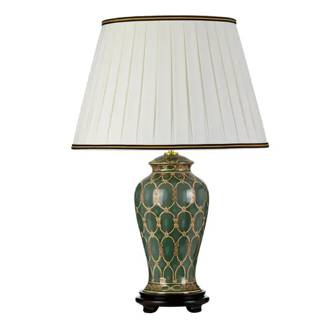 Sashi Green with Gold and Brown with Ivory Shade Table Lamp