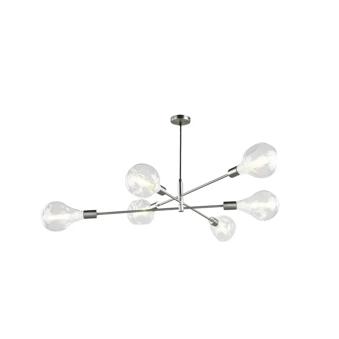 Satin Chrome Spider 6 Lamp Semi Flush Ceiling Light 96cm