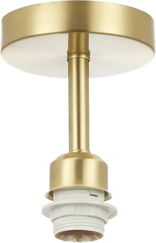 Satin Gold Brass Ceiling Light Fitting – Industrial Style E27 Lamp Holder 12cm x 17cm Shade Compatible
