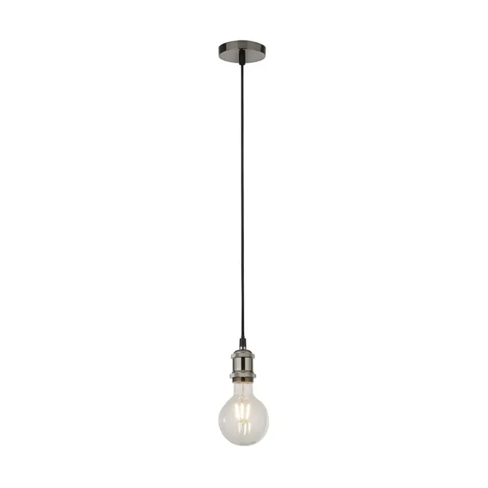 Satin Silver Pendant 1 Light Cable Suspension – 1.5 mtr Black Cable (0483SUS7461SS)