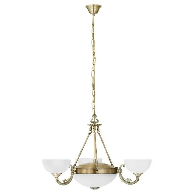 Savoy 3 Light Bronzed with White Satin Glass Pendant Light