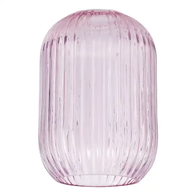 Sawyer Pink Ribbed Glass Easy Fit Pendant Shade Only
