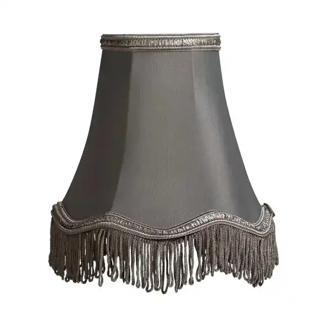 Scallop Slate Grey with Fringe 14cm Shade Only