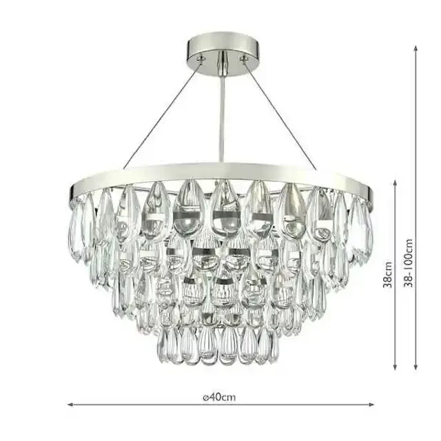 Sceptre 3 Light Pebble Style Clear Droppers Polished Chrome Frame Pendant Light