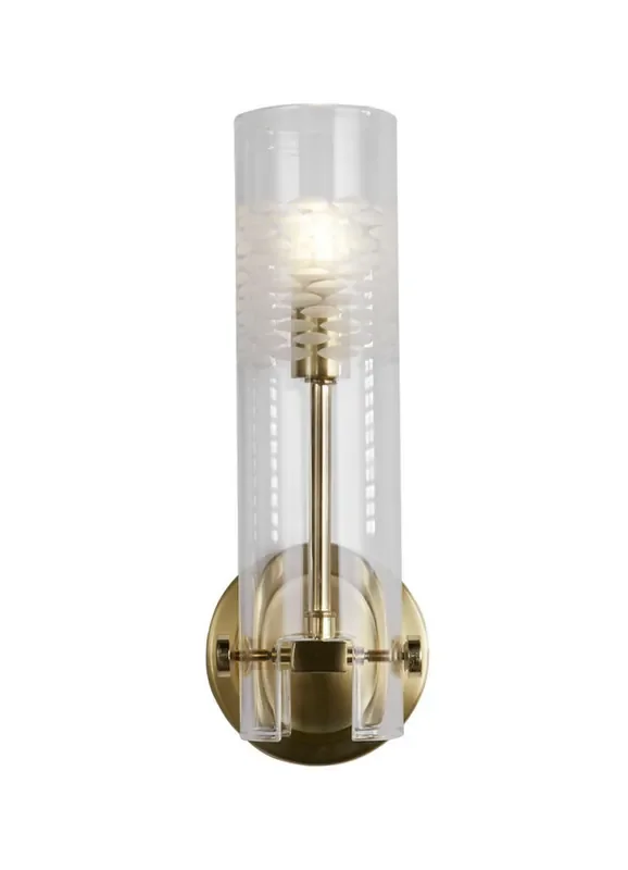 Scope Satin Brass with Etched Glass IP44 Bathroom Wall Light