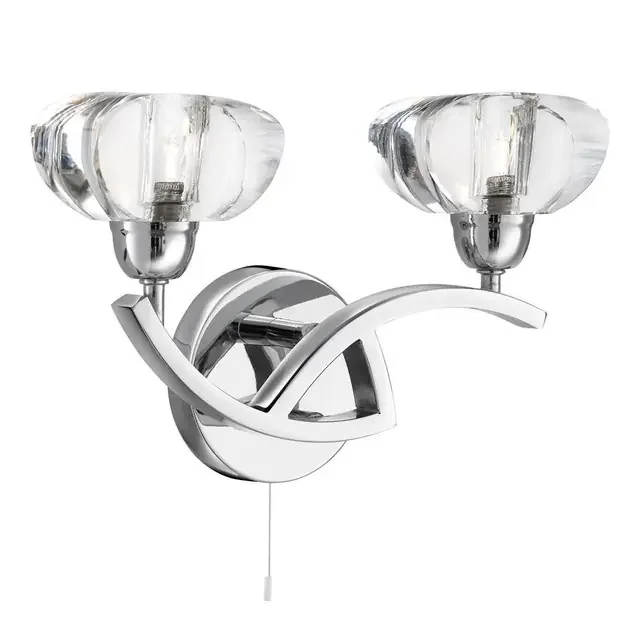 Sculptured Ice Ii 2 Light Chrome with Curve Glass Wall Light