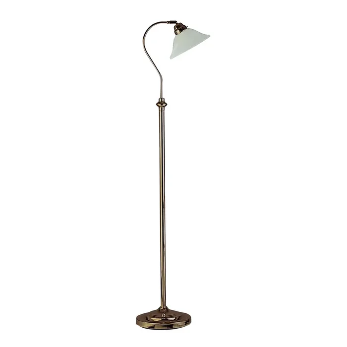 Searchlight Adjustable Floor Lamp – Ant/Brass Cw Scavo Glass • 9122AB