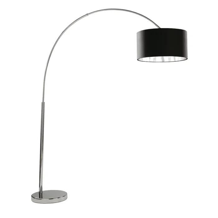 Searchlight Arcs Floor Lamp – Chrome/Black Shade Silver Liner • 1013CC