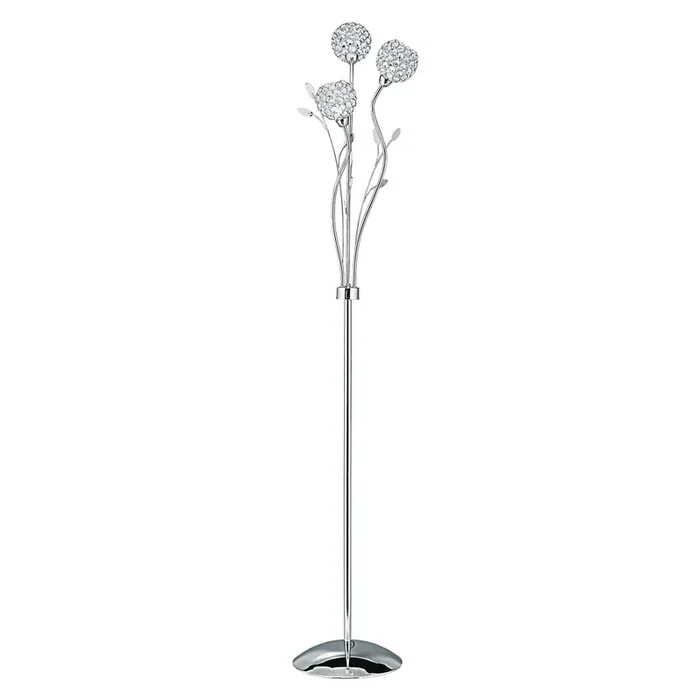 Searchlight Bellis Ii – 3Lt Floor Lamp, Chrome, Clear Glass Deco Shades • 3573CC