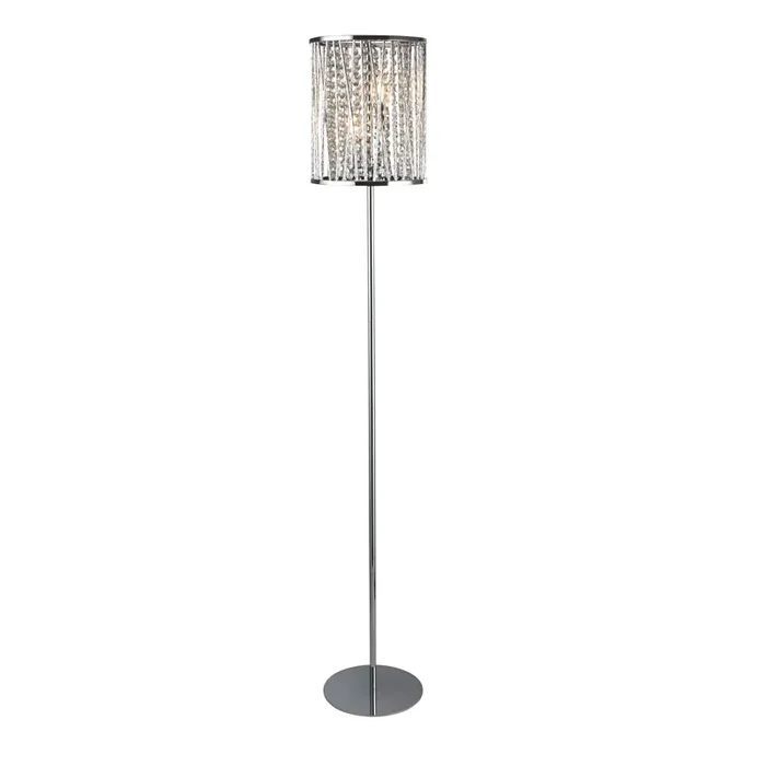 Searchlight Elise 2Lt Floor Lamp, Chrome, Crystal Drops • 8932CC