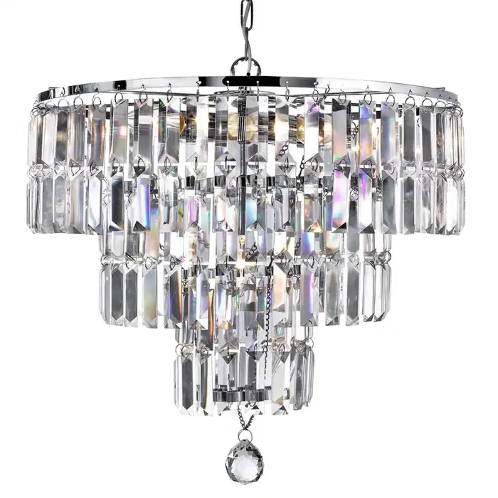 Searchlight Empire – 5Lt Chandelier, Chrome, Clear Crystal • 1375-5CC