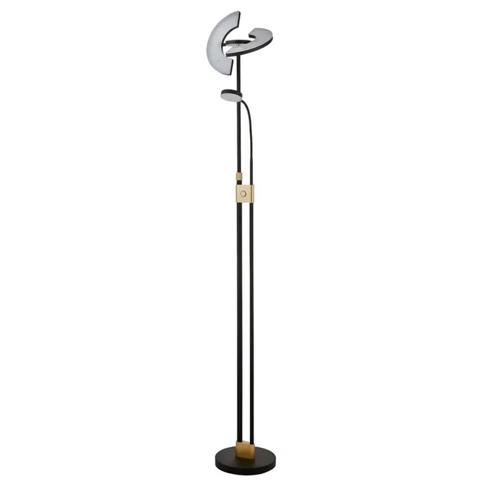 Searchlight Gio Led Mother & Child Floor Lamp Matt Black & Satin Brass • 1024MBSB