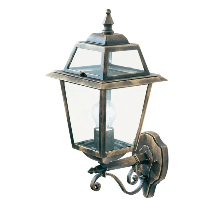 Searchlight New Orleans – 1Lt Outdoor (Uplight) Wall Bracket, Black Gold, Clear Glass • 1521