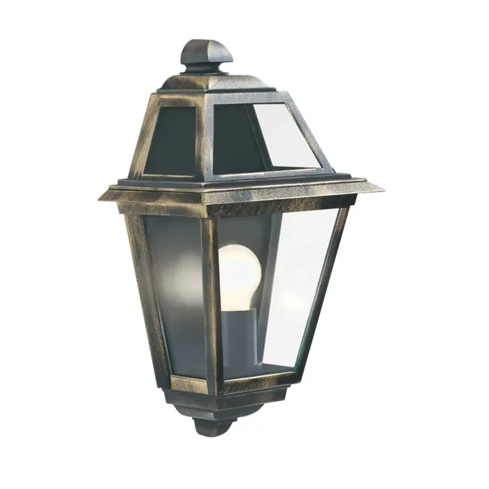 Searchlight New Orleans – 1Lt Outdoor Wall Bracket, Black Gold, Clear Glass • 1523