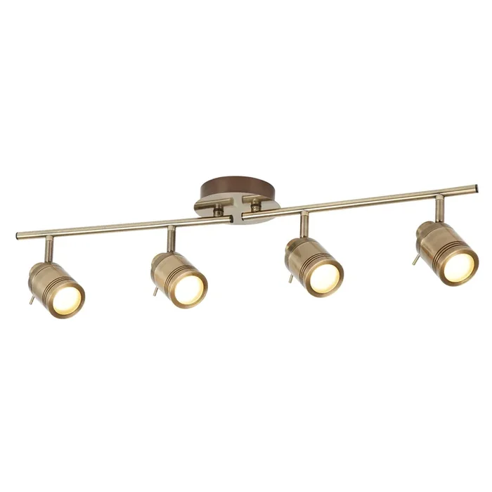 Searchlight Samson 4Lt Ip44 Bathroom Spot Split-Bar, Antique Brass • 6604AB