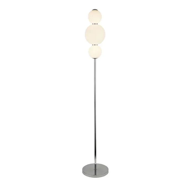 Searchlight Snowball 3Lt Floor Lamp, Chrome With Opal Glass Shade • 51021-3CC