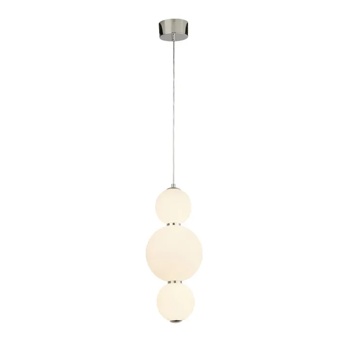 Searchlight Snowball 3Lt Pendant, Chrome With Opal Glass Shade • 51022-3CC