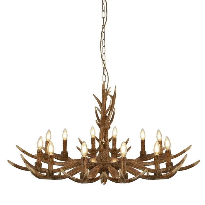 Searchlight Stag 12Lt Antler Pendant, Brown • 6416-12BR