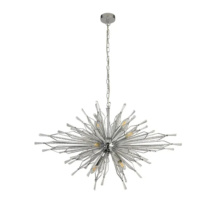 Searchlight Starburst 8Lt Chrome Pendant With Clear Glass Bead Detail • 8638-8CC