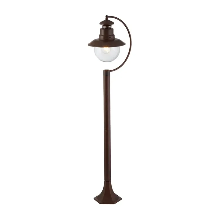 Searchlight Station 1Lt Outdoor Garden Post (1100Mm Height) – Rustic Brown With Clear Glass • 7655RU