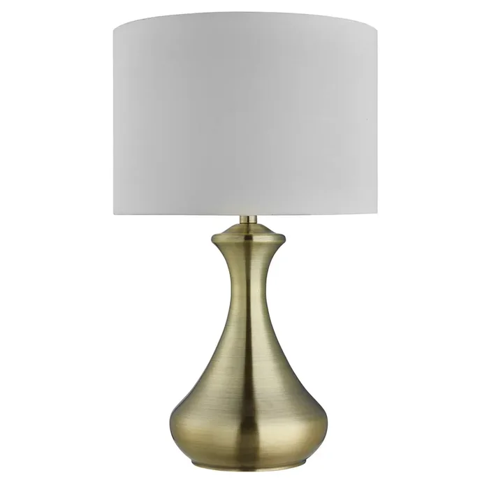 Searchlight Touch Lamp – Antique Brass , Cream Shade • 2750AB
