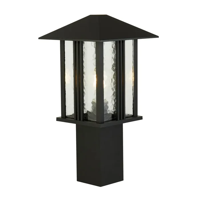 Searchlight Venice 1Lt Outdoor Post (450Mm Height) – Black With Water Glass • 7925-450