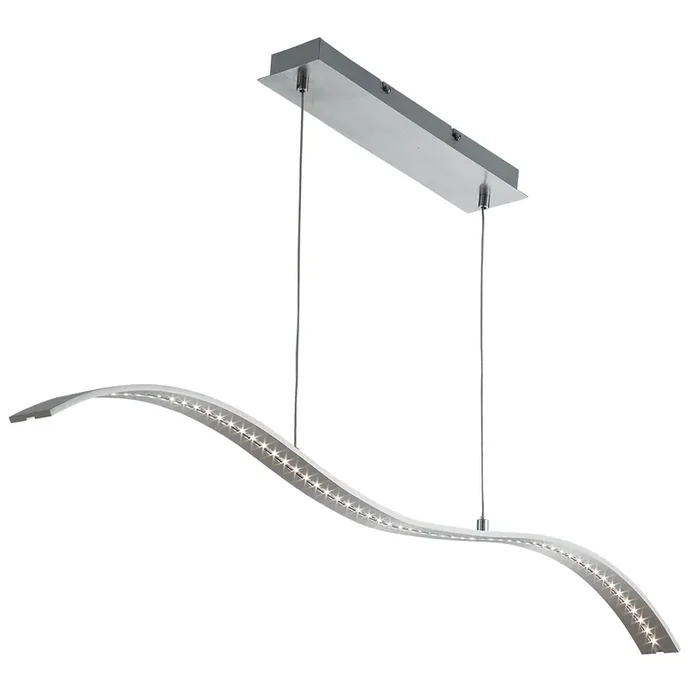 Searchlight Wing Led Bar Lights – Pendant Bar Satin Silver – Wavey • 2076SS