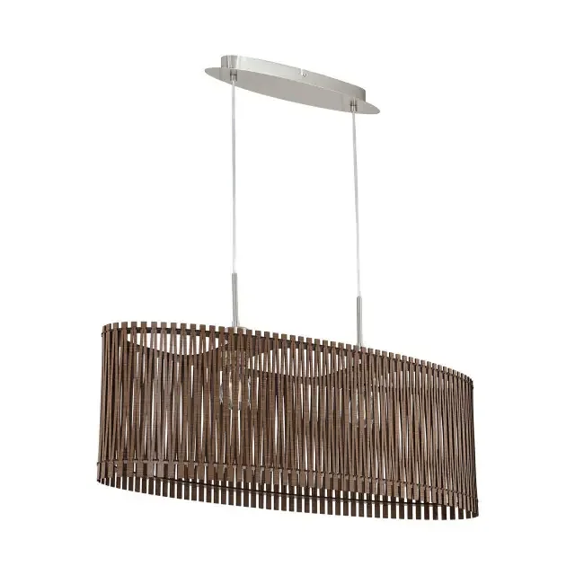 Sendero 2 Light Satin Nickel with Wooden Shade Pendant Light