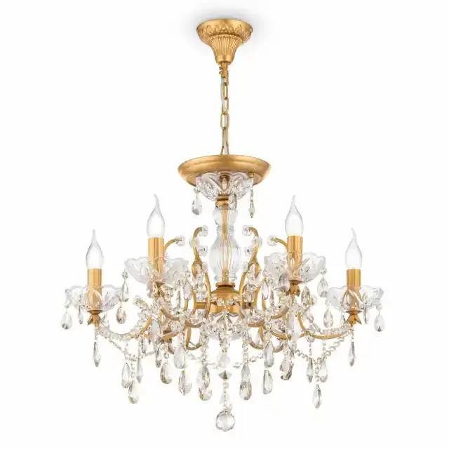 Sevilla 6 Light Gold and Crystal Ceiling Light