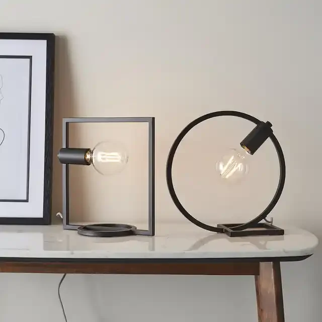 Shape Rectangle Matt Black Table Lamp
