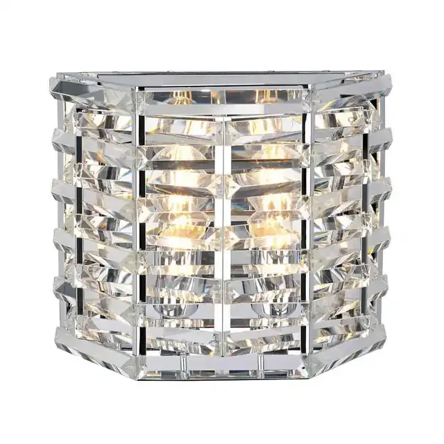 Shoal 2 Light Polished Nickel and Crystal Diffuser Wall Light