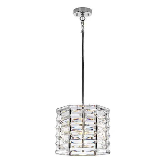 Shoal Polished Nickel and Crystal Diffuser Pendant Light