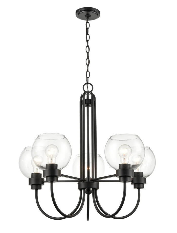 Shoppers Lighting CH2205-MB 5-Light Chandelier, Matte Black Finish