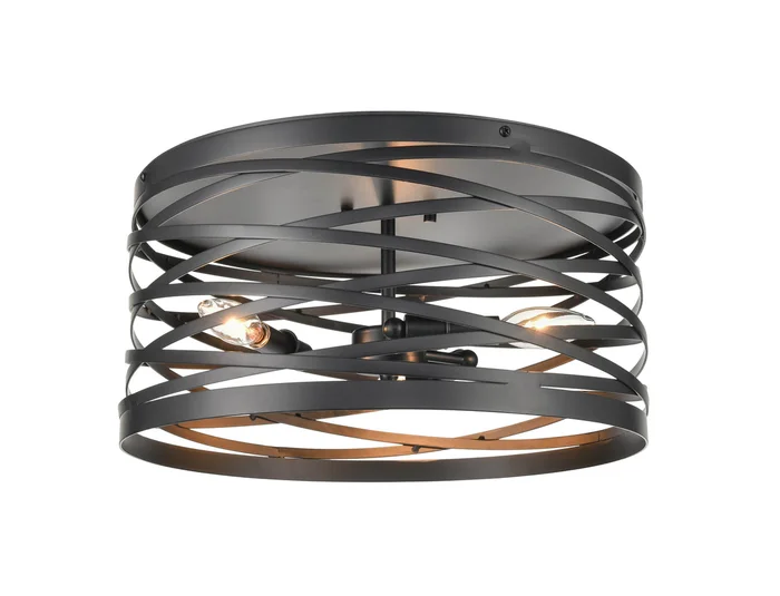 Shoppers Lighting FM20023-MB 3-Light Flush Mount, Matte Black Finish