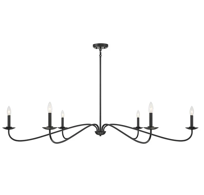 Shoppers Lighting SH100119MBK Madelyn Six Light Chandelier, Matte Black