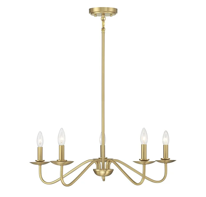 Shoppers Lighting SH100120NB Veronica Five Light Chandelier, Natural Brass