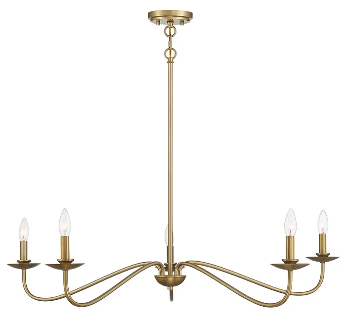 Shoppers Lighting SH10085NB Lillian Five Light Chandelier, Natural Brass