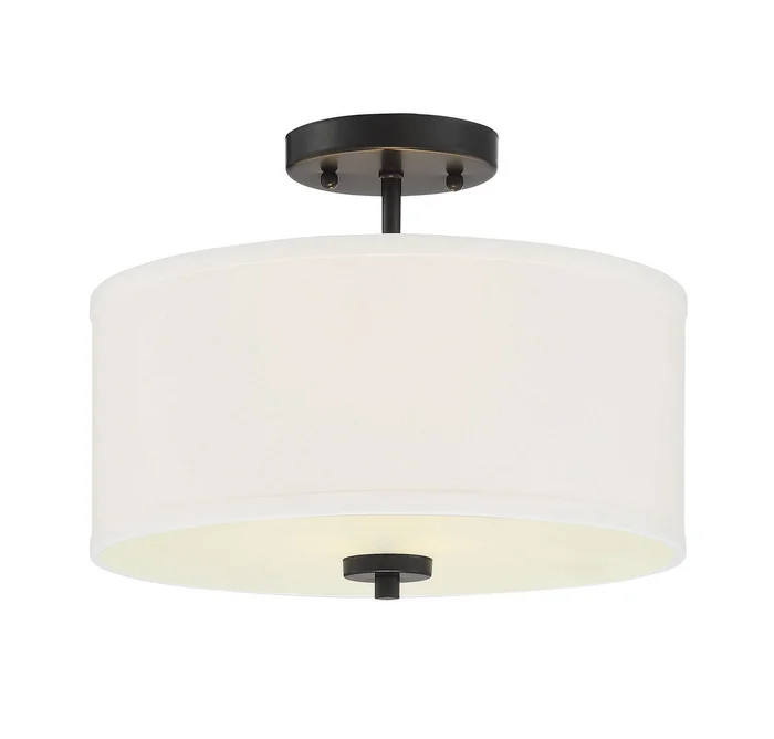 Shoppers Lighting SH60008MBK Charlotte Two Light Semi-Flush Mount, Matte Black