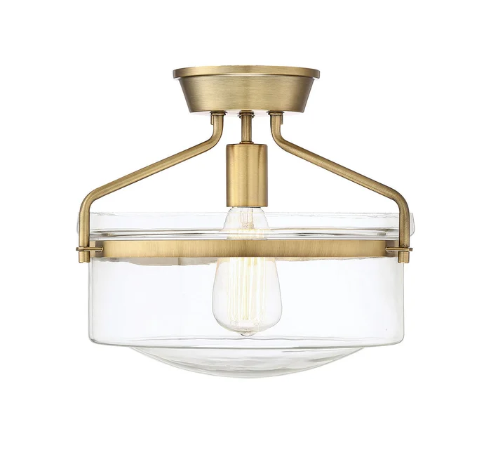 Shoppers Lighting SH60011NB Eleanor One Light Semi-Flush Mount, Natural Brass