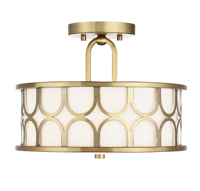 Shoppers Lighting SH60015NB Hayden Two Light Semi-Flush Mount, Natural Brass