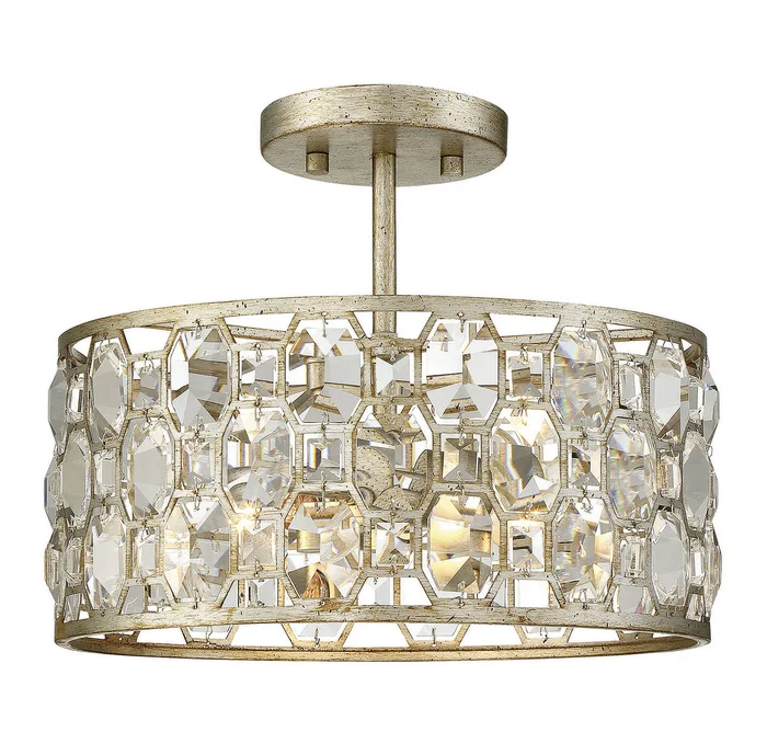 Shoppers Lighting SH60033SG Addison Two Light Flush Mount, Silver Gold