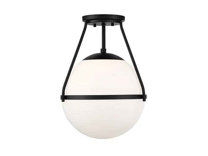 Shoppers Lighting SH60054MBK Layla One Light Semi-Flush Mount, Matte Black