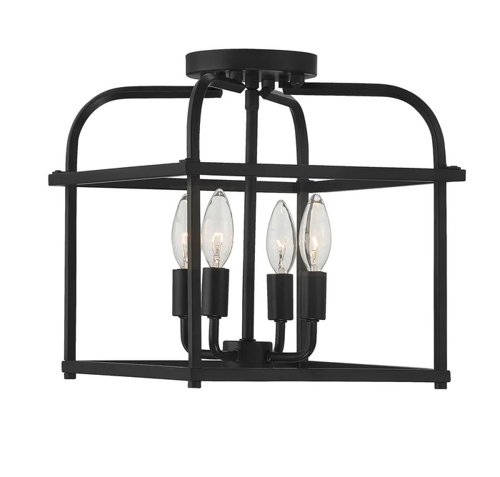 Shoppers Lighting SH60061MBK Sadie Four Light Semi-Flush Mount, Matte Black