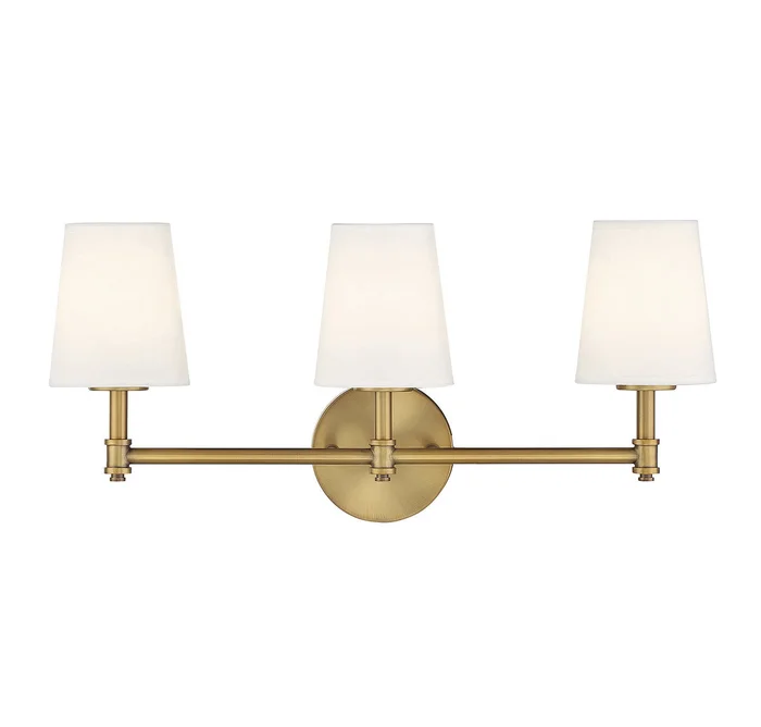 Shoppers Lighting SH80051NB Audrey Three Light Bathroom Vanity Light, Natural Brass