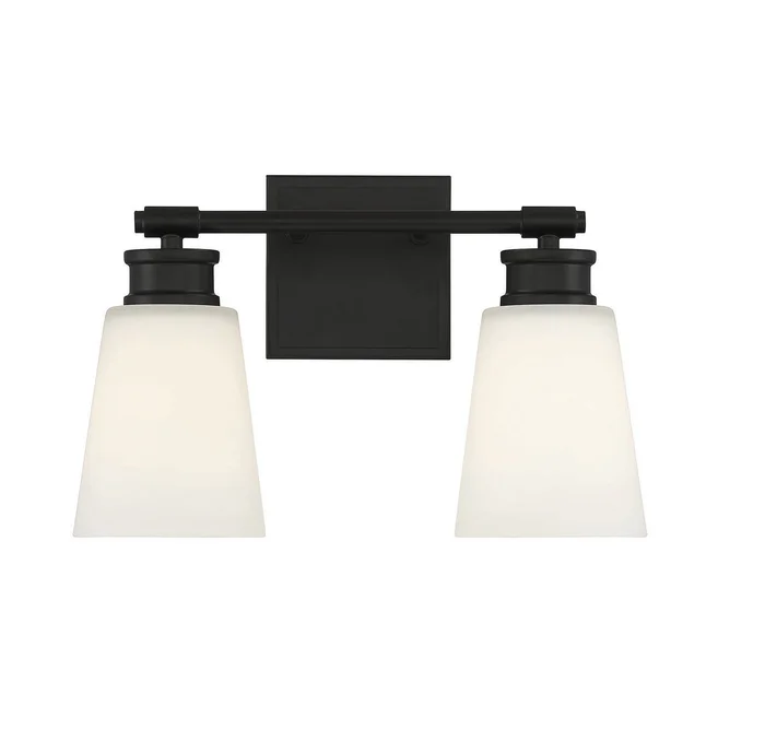 Shoppers Lighting SH80054MBK Lexi Two Light Bathroom Vanity Light, Matte Black