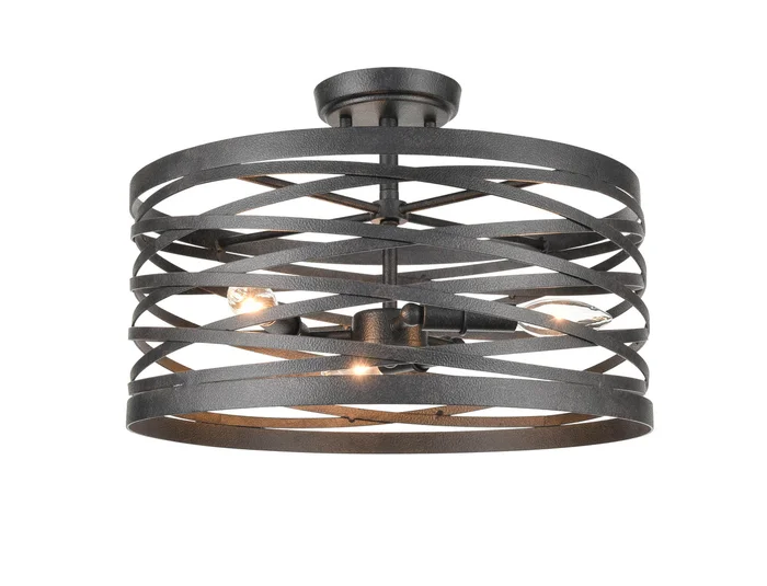 Shoppers Lighting SMF20033-WI 3-Light Semi-Flush, Weathered Iron Finish