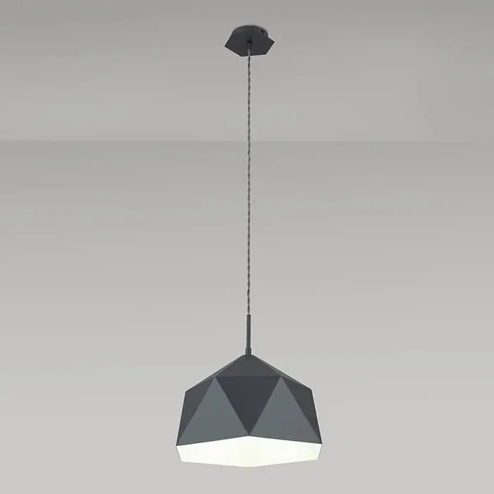 Single Pendant, 1 Light Adjustable E27, Graphite/White Inner (1230SPE269B)