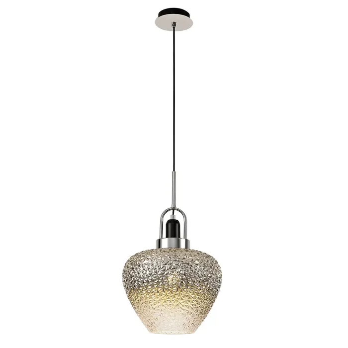 Single Pendant, 1 x E27, Black Smoke & Clear/Polished Chrome (1230BRA134A)