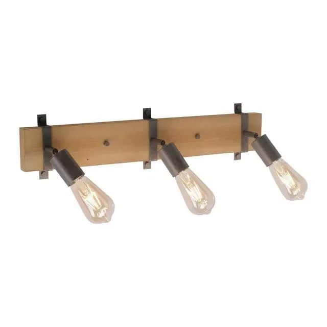 SLAT 3 light Black and Wood Adjustable Wall or Ceiling Spotlight