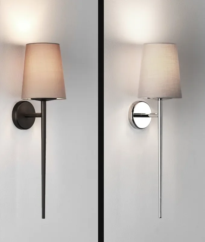 Slim Torch Style Wall Bracket with a choice of Fabric Shades